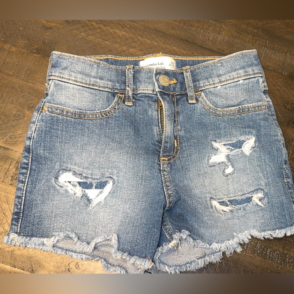 Abercrombie kids A&F Abercrombie & fitch girls high rise mini mom short denim
